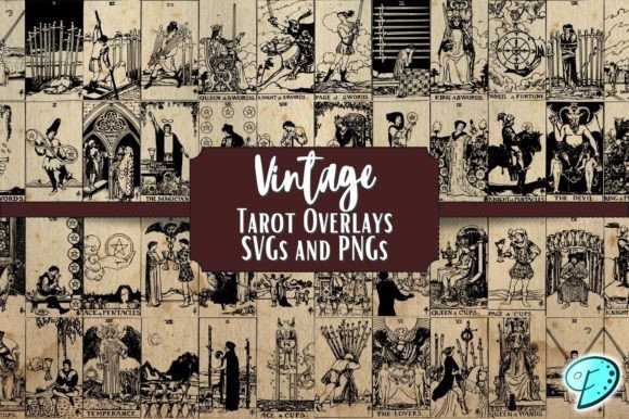 Download Vintage Tarot Card SVG and PNG Overlays - Vintage Collection
