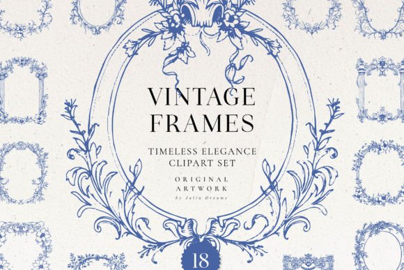 Download Vintage Vector Frames SVG Clipart Set - Vintage Collection