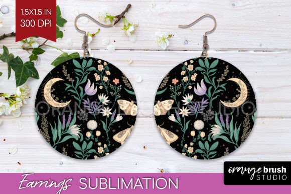 Download Celestial Moth Round Earrings PNG - Premium Bundle