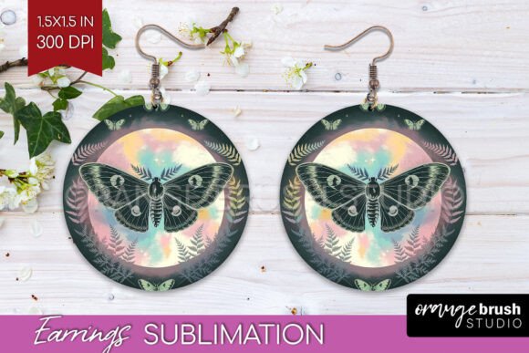Download Celestial Moth Round Earrings PNG - Premium Bundle