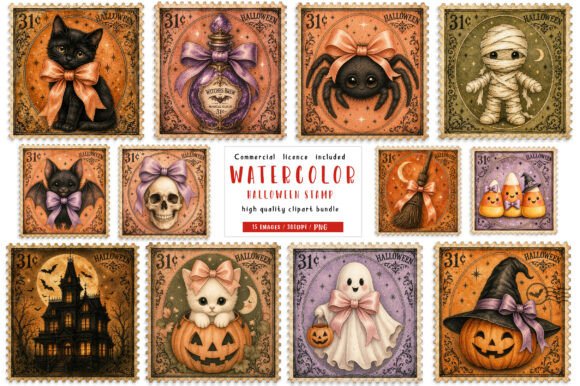 Download Retro Halloween Stamp Clipart PNG - Clipart png Collection