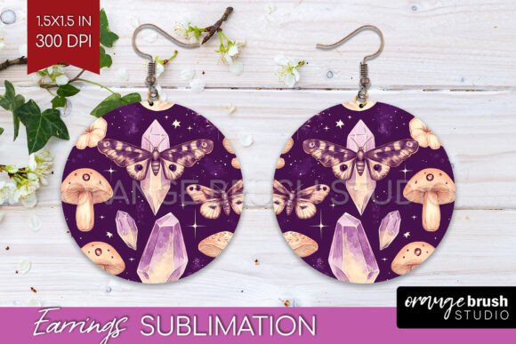 Download Celestial Moth Round Earrings PNG - Premium Resources
