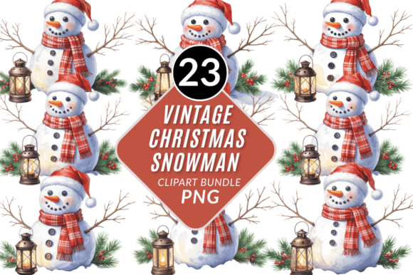 Download Vintage Christmas Snowman Clipart Png - Clipart png Collection
