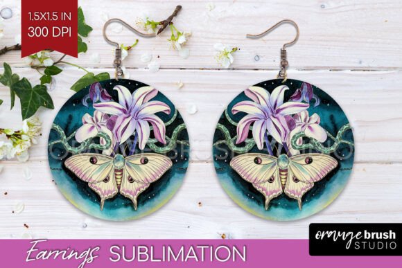 Download Celestial Moth Round Earrings PNG - Premium Resources
