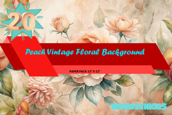 Download Top Peach Vintage Floral Background Watercolor Png Kdp Digital Paper - Vintage Collection