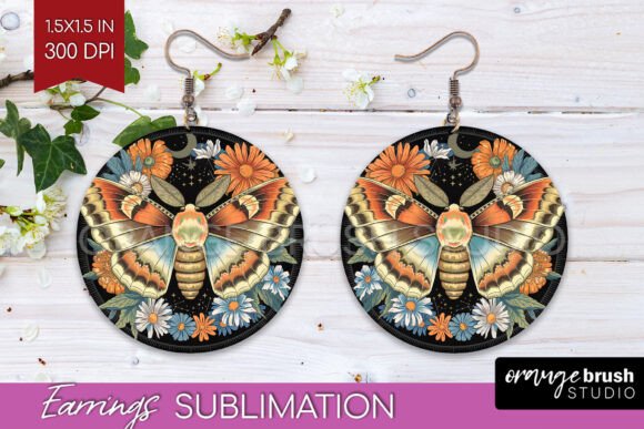 Download Celestial Moth Round Earrings PNG - Premium Resources