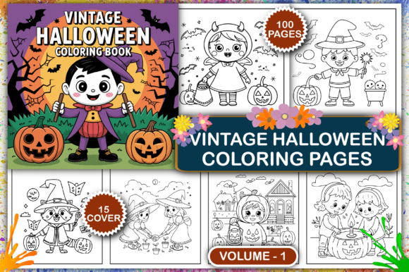 Download Cute Vintage Halloween Coloring Pages - Vintage Collection