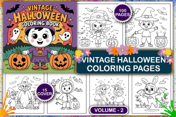 Download Cute Vintage Halloween Coloring Pages - Vintage Collection