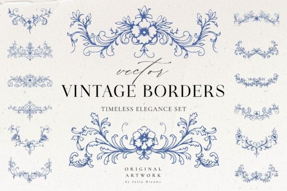 Download Vintage Vector Borders SVG Clipart Set - Vintage Collection