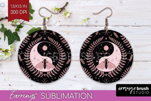 Download Celestial Moth Round Earrings PNG - Premium Resources