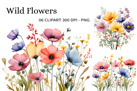 Download Wild Flowers Watercolor Clipart PNG - Clipart png Collection