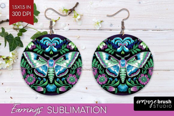 Download Celestial Moth Round Earrings PNG - Premium Bundle