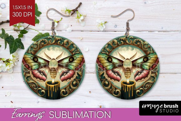Download Celestial Moth Round Earrings PNG - Premium Resources
