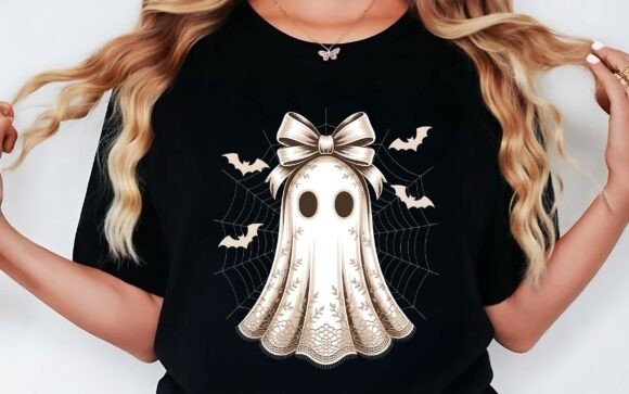 Download Vintage Lace Ghost Halloween T-shirt PNG - Vintage Collection