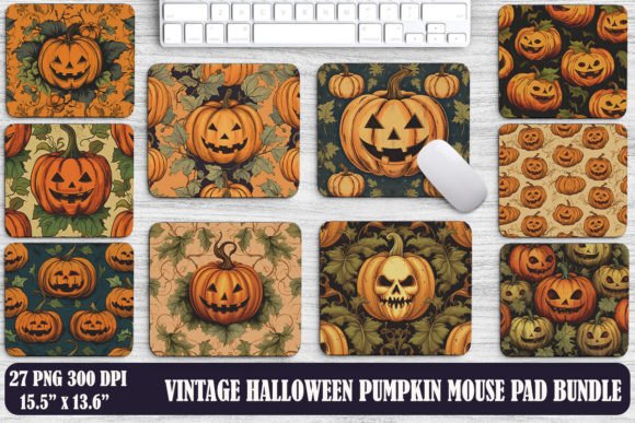 Download Vintage Halloween Pumpkin Mouse Pad - Vintage Collection