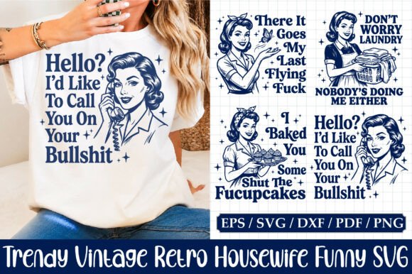 Download Trendy Vintage Retro Housewife Funny SVG - Vintage Collection